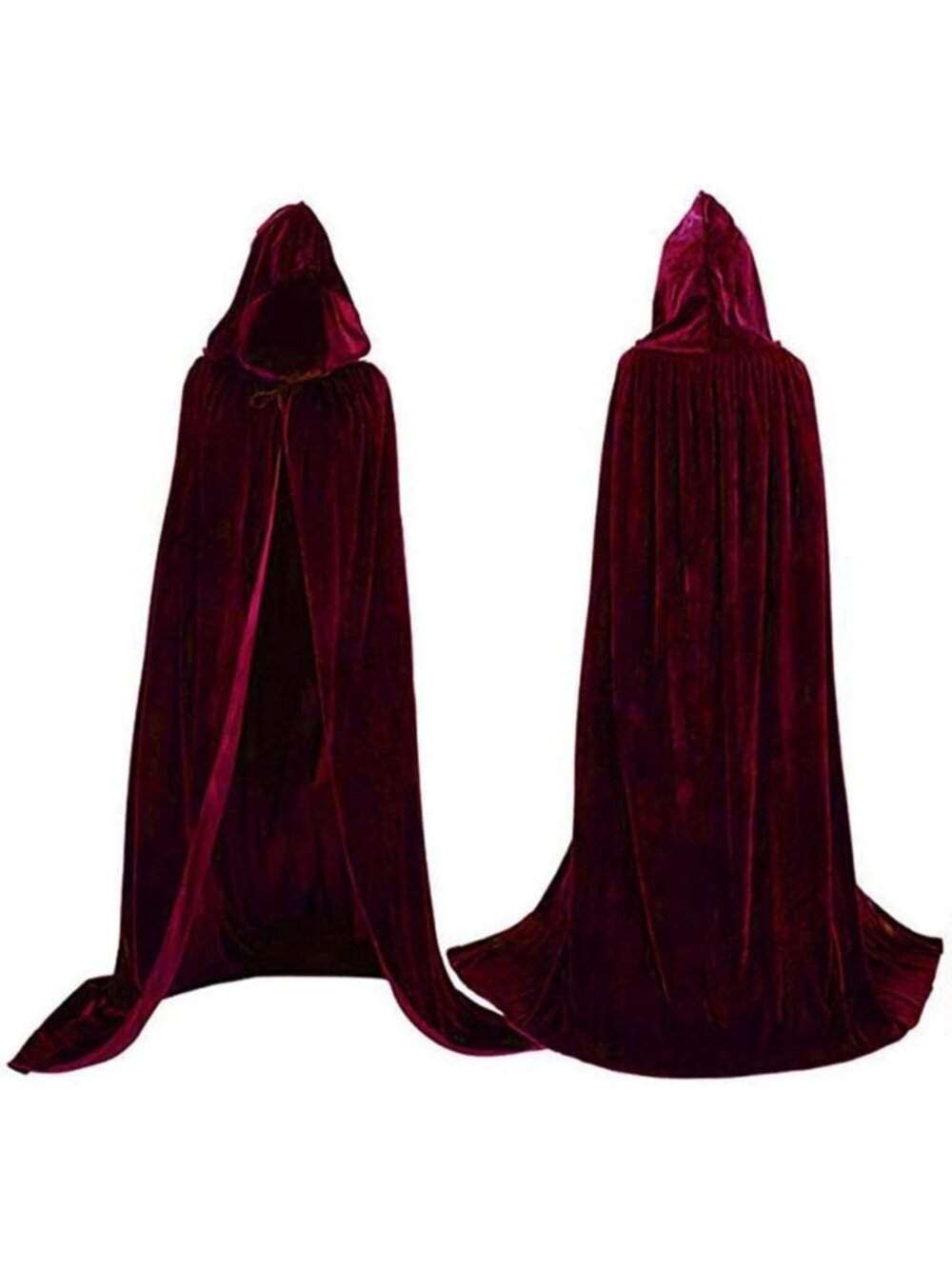 Velvet Hooded Cloak Cape for Halloween Cosplay, Wizard Costume for Men & Women